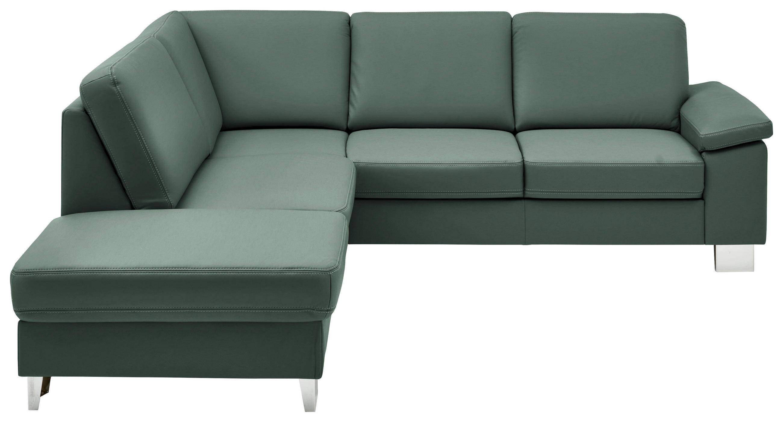 ECKSOFA  in Echtleder Opal  235/248 cm  - Opal/Alufarben, Design, Leder/Metall (235/248cm) - Beldomo Premium