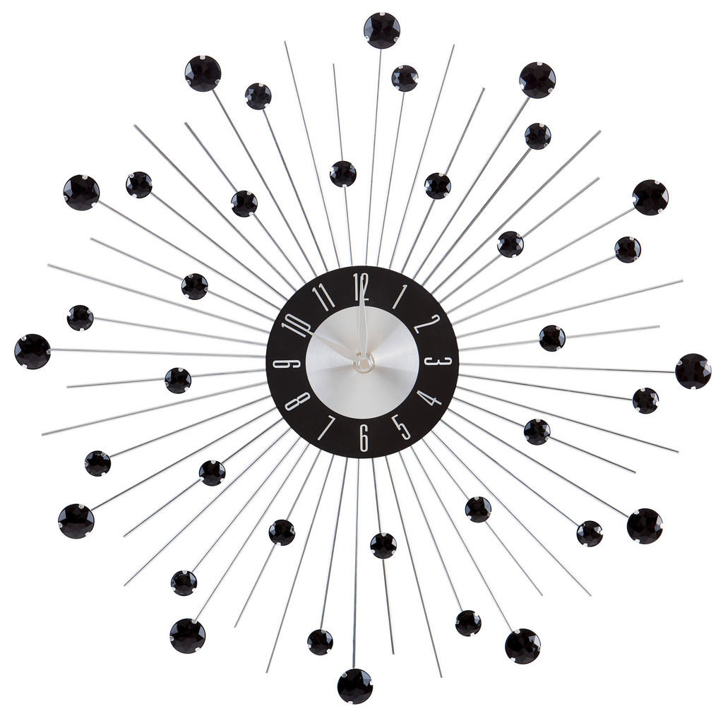 Wanduhr Diamond Silber Mit Steinen, D: 43 Cm