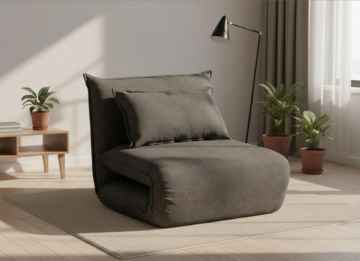 SCHLAFSESSEL Webstoff Dunkelgrau Liegefunktion  - Dunkelgrau, Design, Textil/Metall (83/70/85cm) - Livetastic