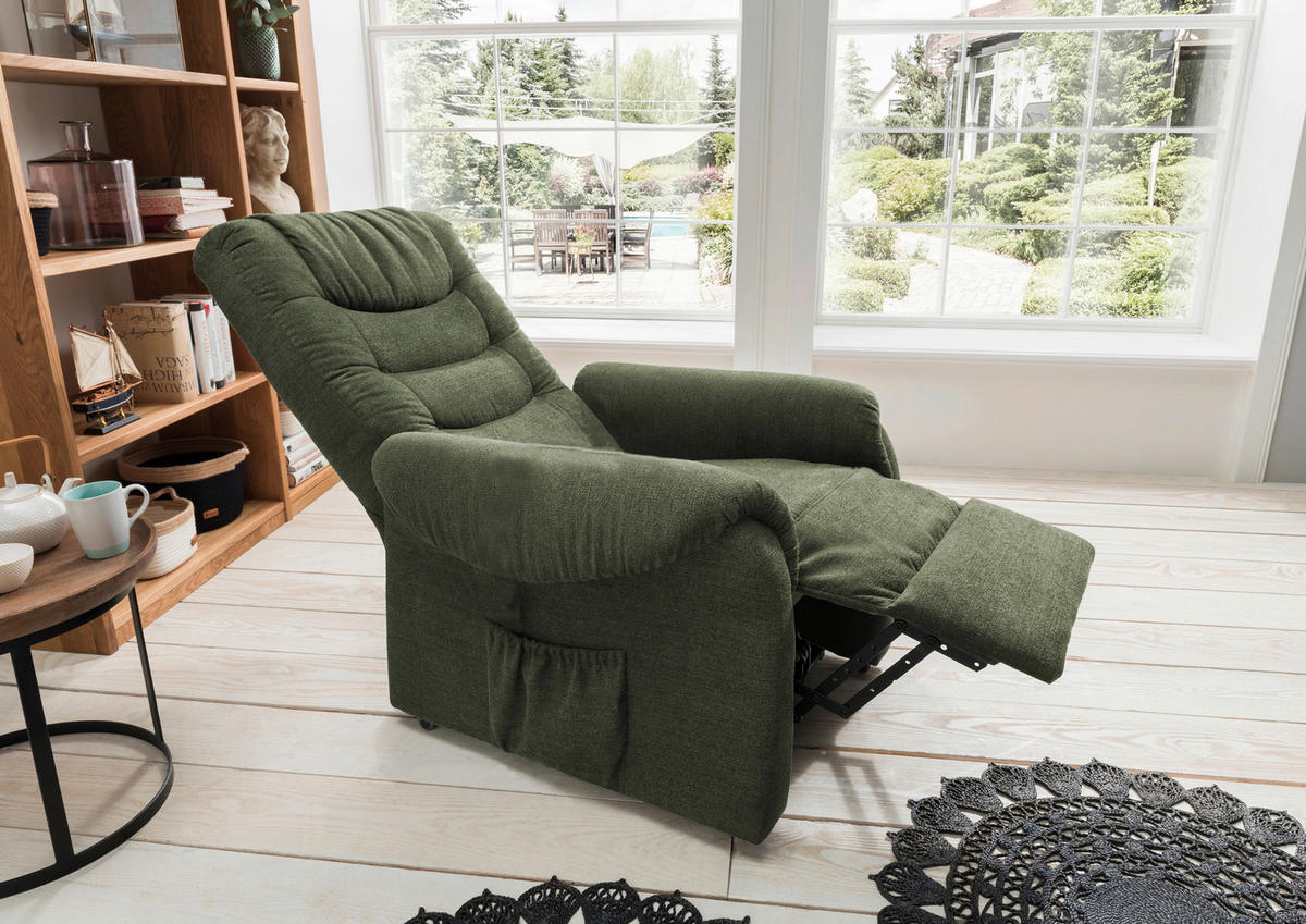 FERNSEHSESSEL in Struktur Dunkelgrün  - Dunkelgrün/Schwarz, Design, Kunststoff/Textil (76/106/94cm) - Livetastic