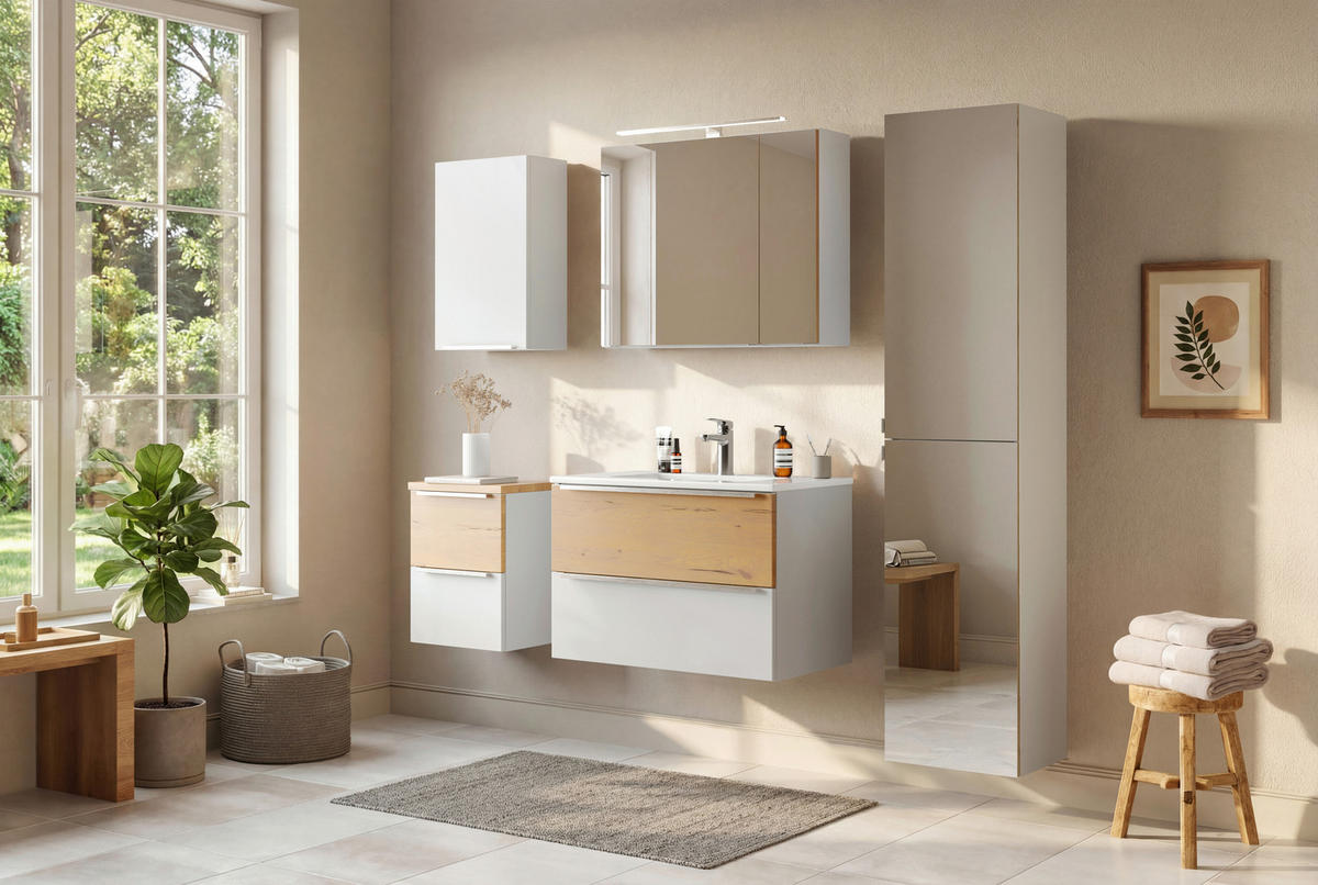SPIEGELSCHRANK 80/64/20 cm  - Wildeiche/Edelstahlfarben, Trend, Glas/Holzwerkstoff (80/64/20cm) - Held