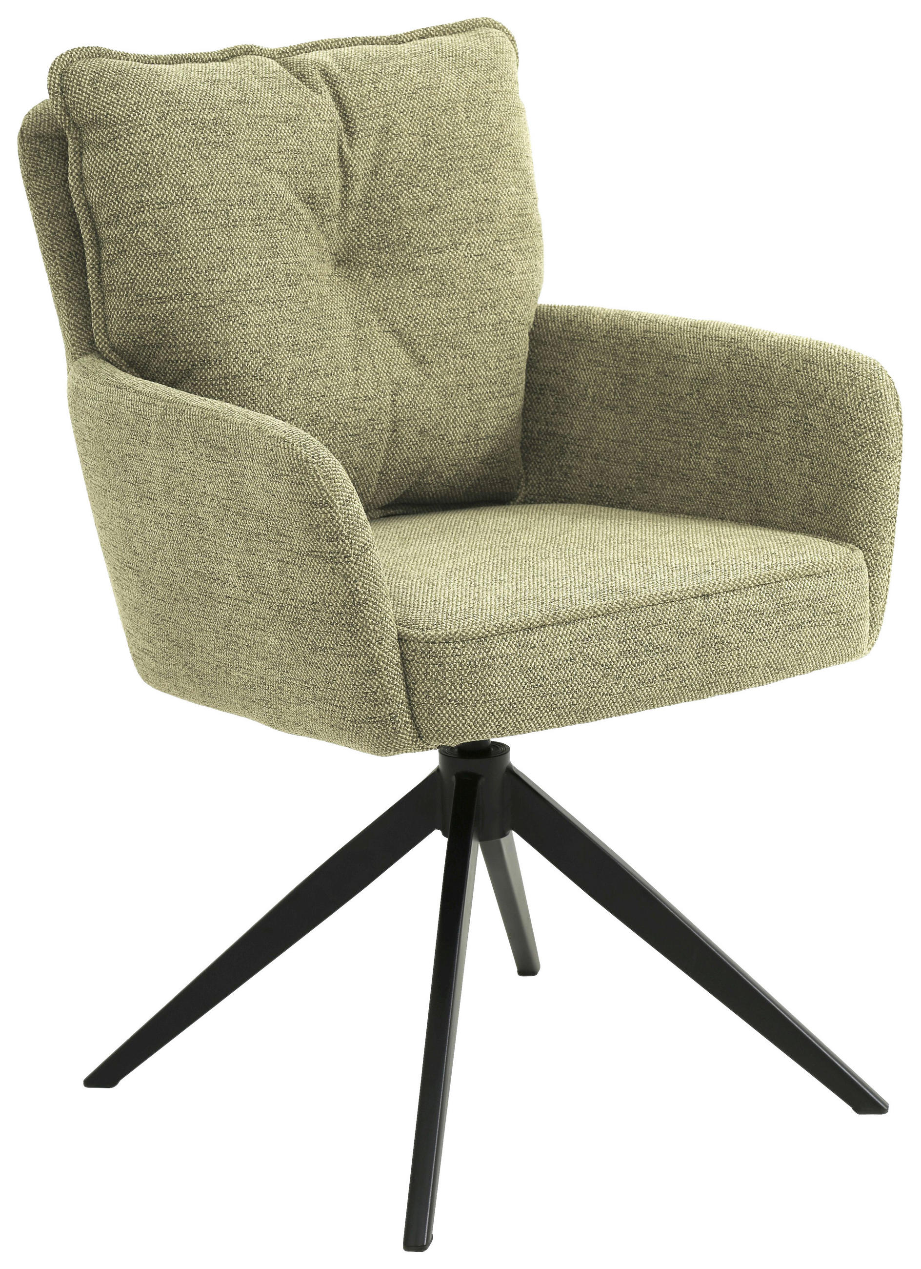 Scaun Cu Brațe din lemn, metal, textil, verde, negru - verde/negru, Design, lemn/metal (61/90/67cm) - Novel