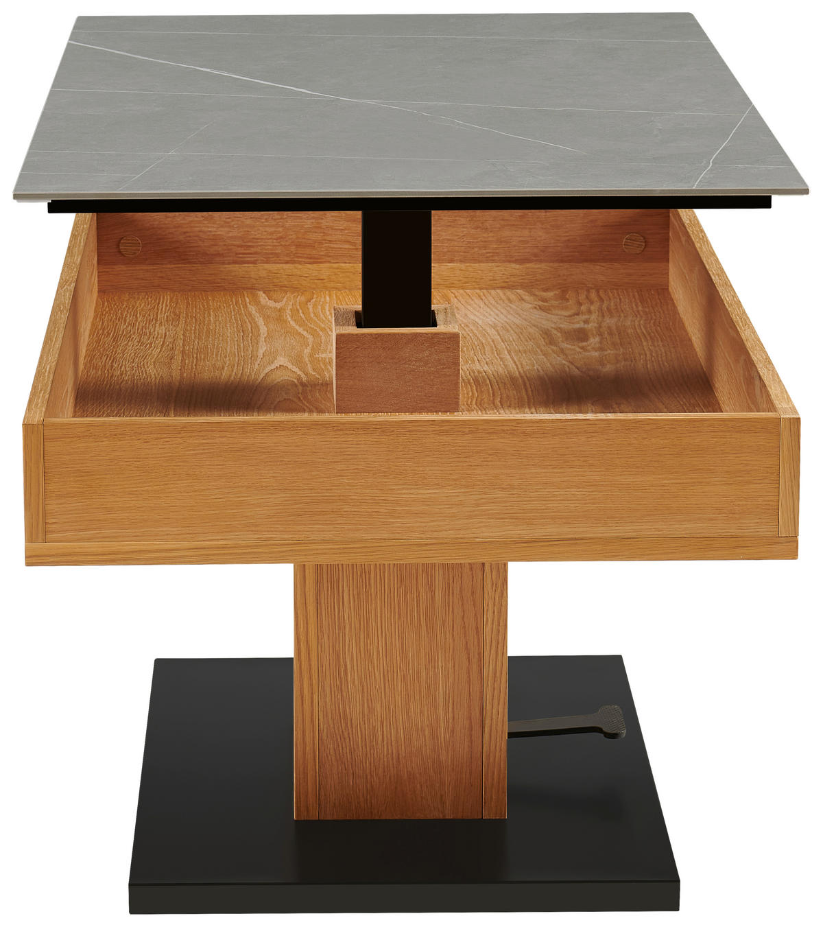 COUCHTISCH Eiche furniert 90/46,3/60 cm rechteckig Grau, Schwarz, Eichefarben  - Eichefarben/Schwarz, Design, Holz/Keramik (90/46,3/60cm) - Livetastic