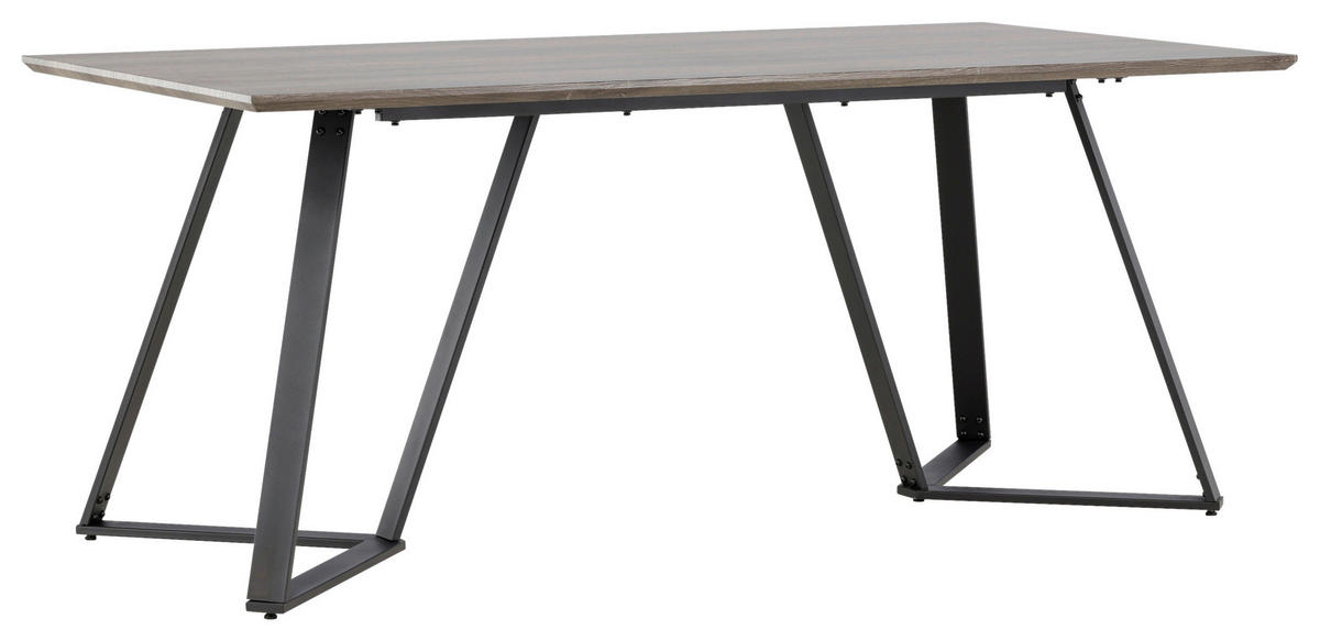 ESSTISCH furniert rechteckig Grau, Schwarz  - Schwarz/Grau, Design, Holzwerkstoff/Metall (180/90/75cm) - Livetastic