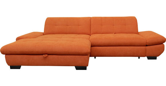 ECKSOFA in Mikrofaser Orange  198/290 cm  - Schwarz/Orange, Design, Textil/Metall (198/290cm) - Xora