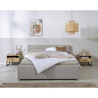 OBLAZINJENA POSTELJA 160 cm   x 200 cm  , les, kovina, umetna masa, tekstil svetlo siva  - svetlo siva, Moderno, kovina/umetna masa (160/200cm) - Livetastic