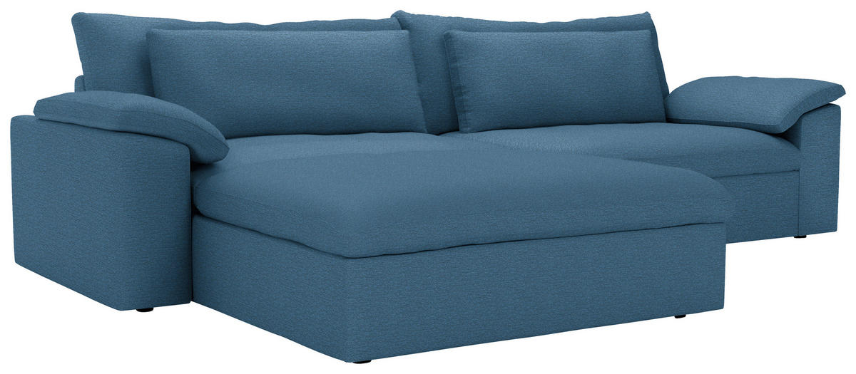 ECKSOFA  Chenille Blau  - Blau/Schwarz, Modern, Kunststoff/Textil (198/306cm) - Carryhome