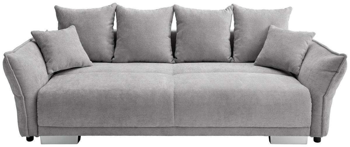 BIGSOFA Mikrofaser Silberfarben  - Chromfarben/Silberfarben, Basics, Kunststoff/Textil (242/71/90/131cm) - Livetastic