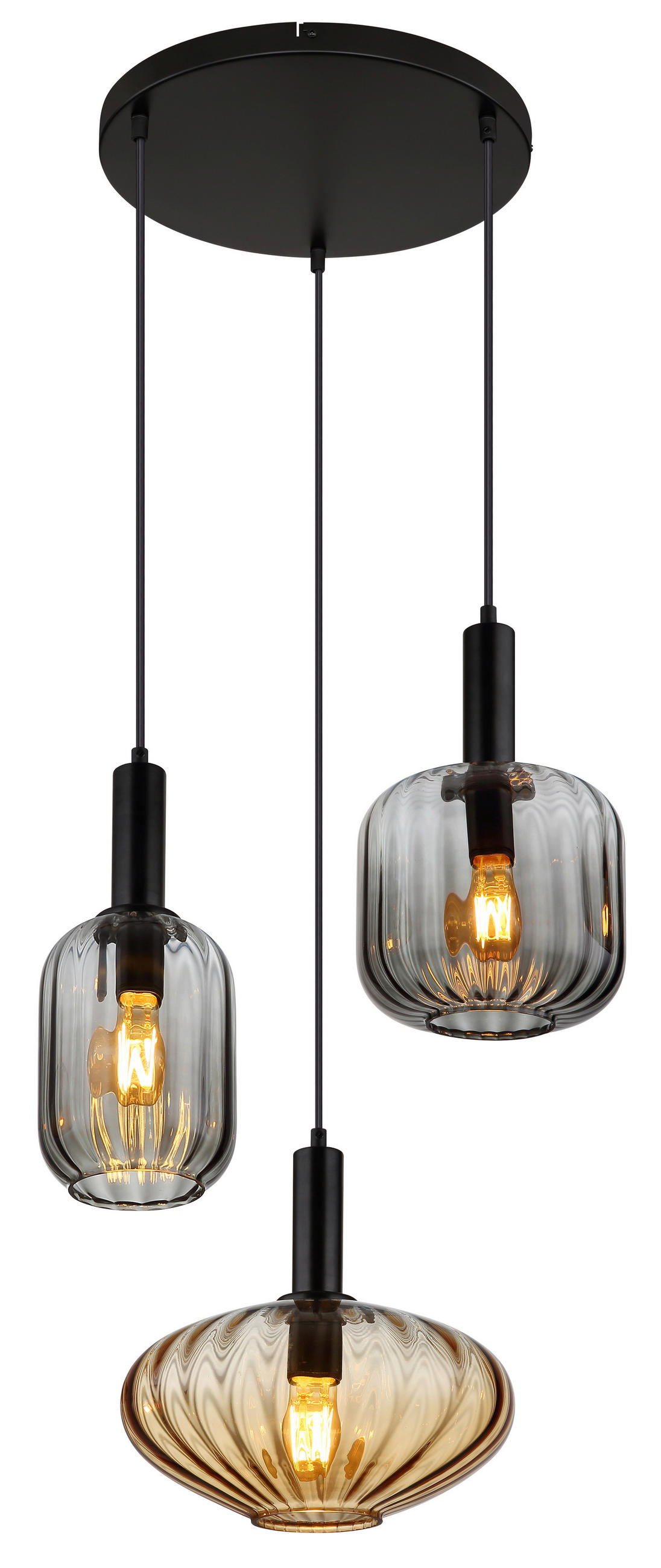 HÄNGELEUCHTE 55/150 cm  - Klar/Bernsteinfarben, Trend, Glas/Kunststoff (55/150cm) - Globo