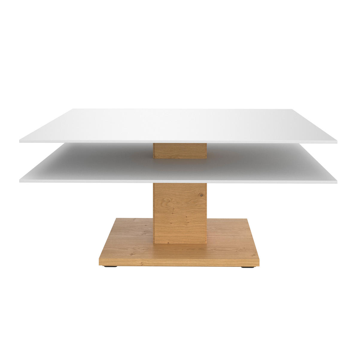 TABLE BASSE in Holz, Glas, Holzwerkstoff 90/90/43 cm  - Weiss/Eichefarben, Design, Glas/Holz (90/90/43cm) - Voglauer
