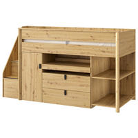 VISOKI KREVET    90/200 cm  - hrast Artisan, Moderno, drvni materijal (90/200cm) - MID.YOU