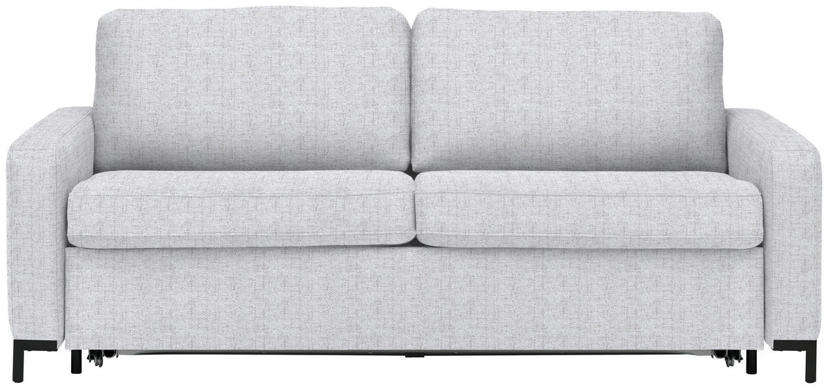 SCHLAFSOFA in Textil Hellgrau  - Hellgrau/Schwarz, Konventionell, Textil/Metall (187/84/97cm) - Welnova