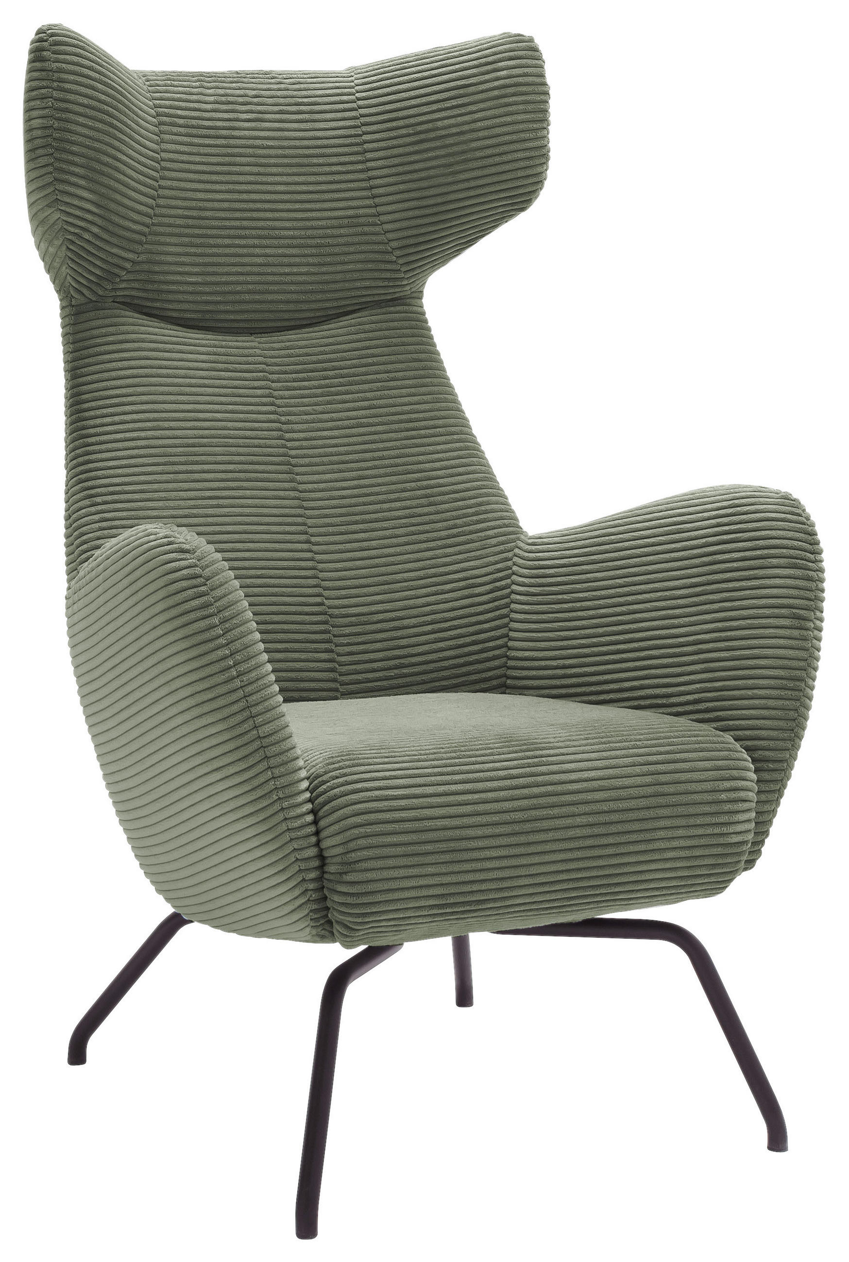 OHRENSESSEL Cord Grün  - Schwarz/Grün, Design, Textil/Metall (79/117/82cm) - Pure Home Lifestyle
