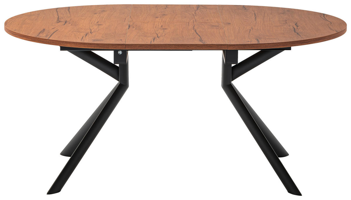 ESSTISCH in Metall, Holzwerkstoff 120-165/120/75 cm  - Eichefarben/Schwarz, Design, Holzwerkstoff/Metall (120-165/120/75cm) - Connubia 