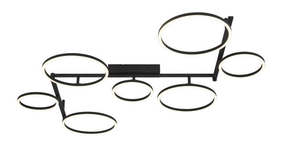 LED-DECKENLEUCHTE 118/127/12 cm  - Schwarz, Design, Kunststoff/Metall (118/127/12cm) - Novel