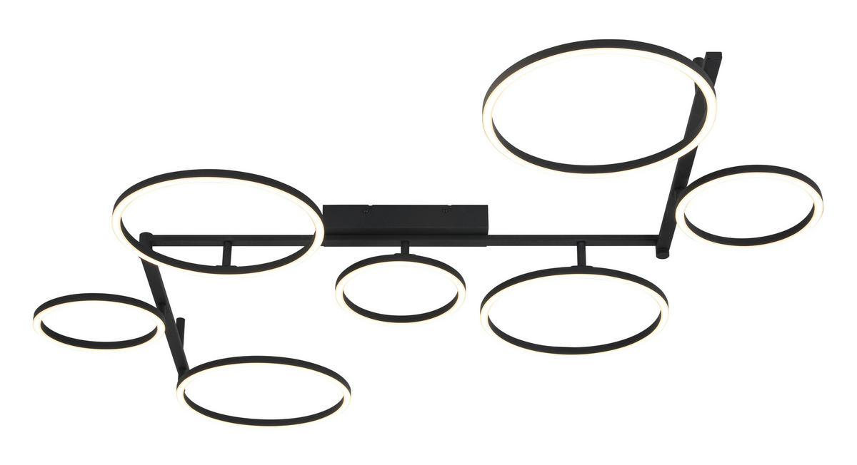 LED-DECKENLEUCHTE 118/127/12 cm  - Schwarz, Design, Kunststoff/Metall (118/127/12cm) - Novel