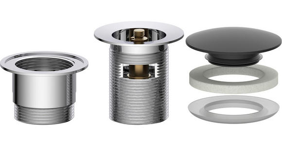 ABLAUFVENTIL  - Chromfarben/Schwarz, Basics, Metall (6,5cm) - Xora