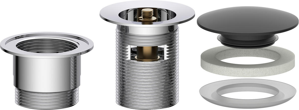 ABLAUFVENTIL  - Chromfarben/Schwarz, Basics, Metall (6,5cm) - Schütte