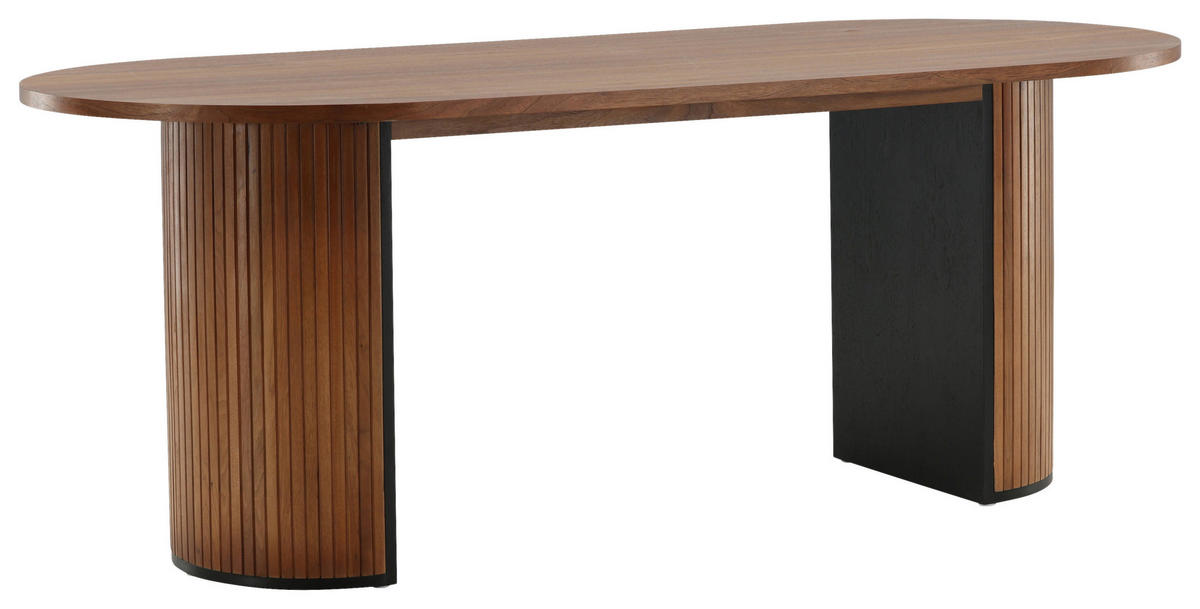 ESSTISCH furniert oval Naturfarben, Schwarz  - Schwarz/Naturfarben, Design, Holz/Holzwerkstoff (200/90/75cm) - Livetastic