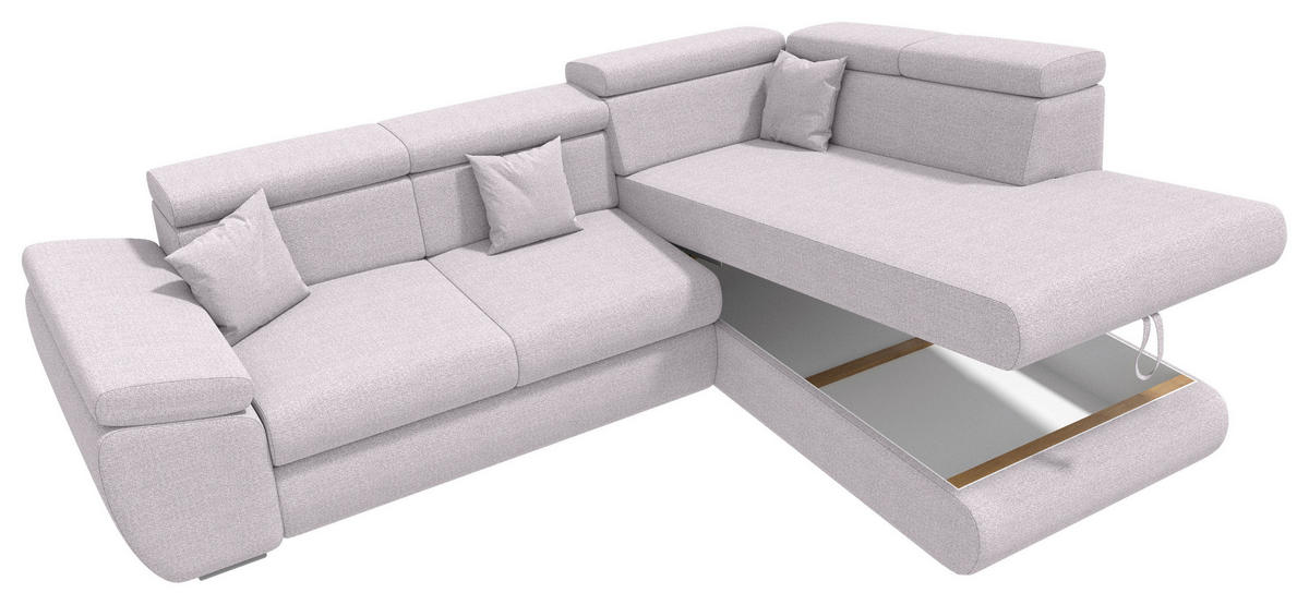 ECKSOFA Hellgrau Struktur  - Chromfarben/Hellgrau, KONVENTIONELL, Kunststoff/Textil (282/205cm) - Carryhome