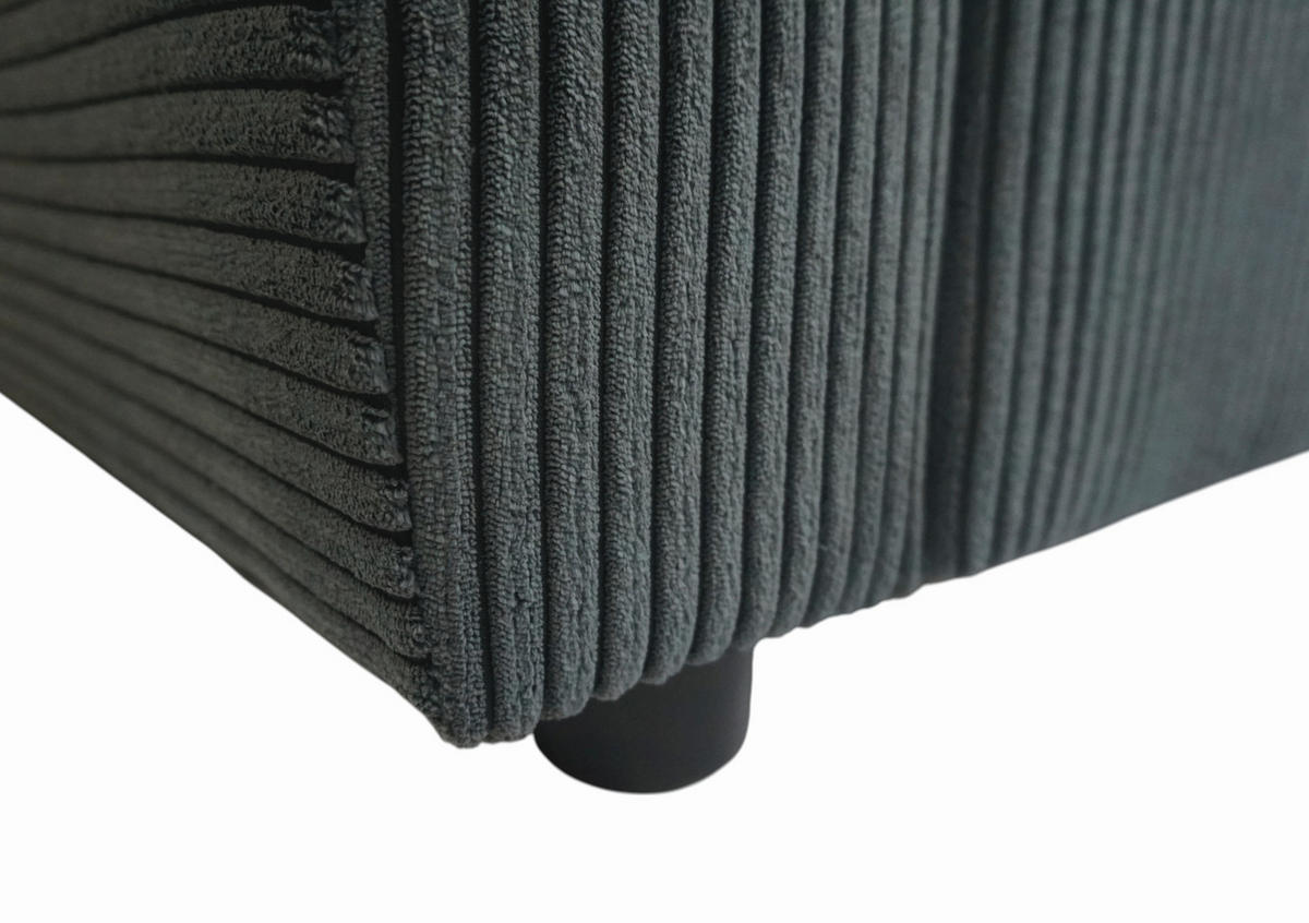 ECKSOFA TERMOLI Anthrazit Cord  - Anthrazit/Schwarz, Design, Kunststoff/Textil (231/155cm) - MID.YOU