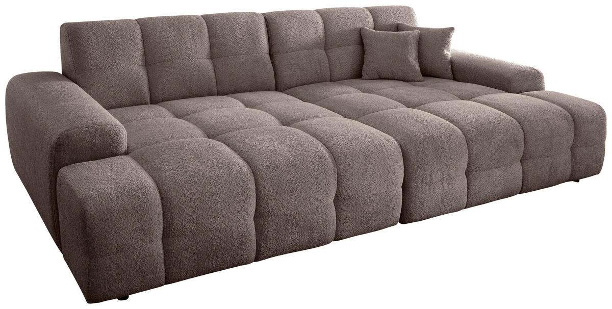 BIGSOFA in Bouclé Taupe  - Taupe/Schwarz, MODERN, Kunststoff/Textil (304/87/155cm) - Livetastic