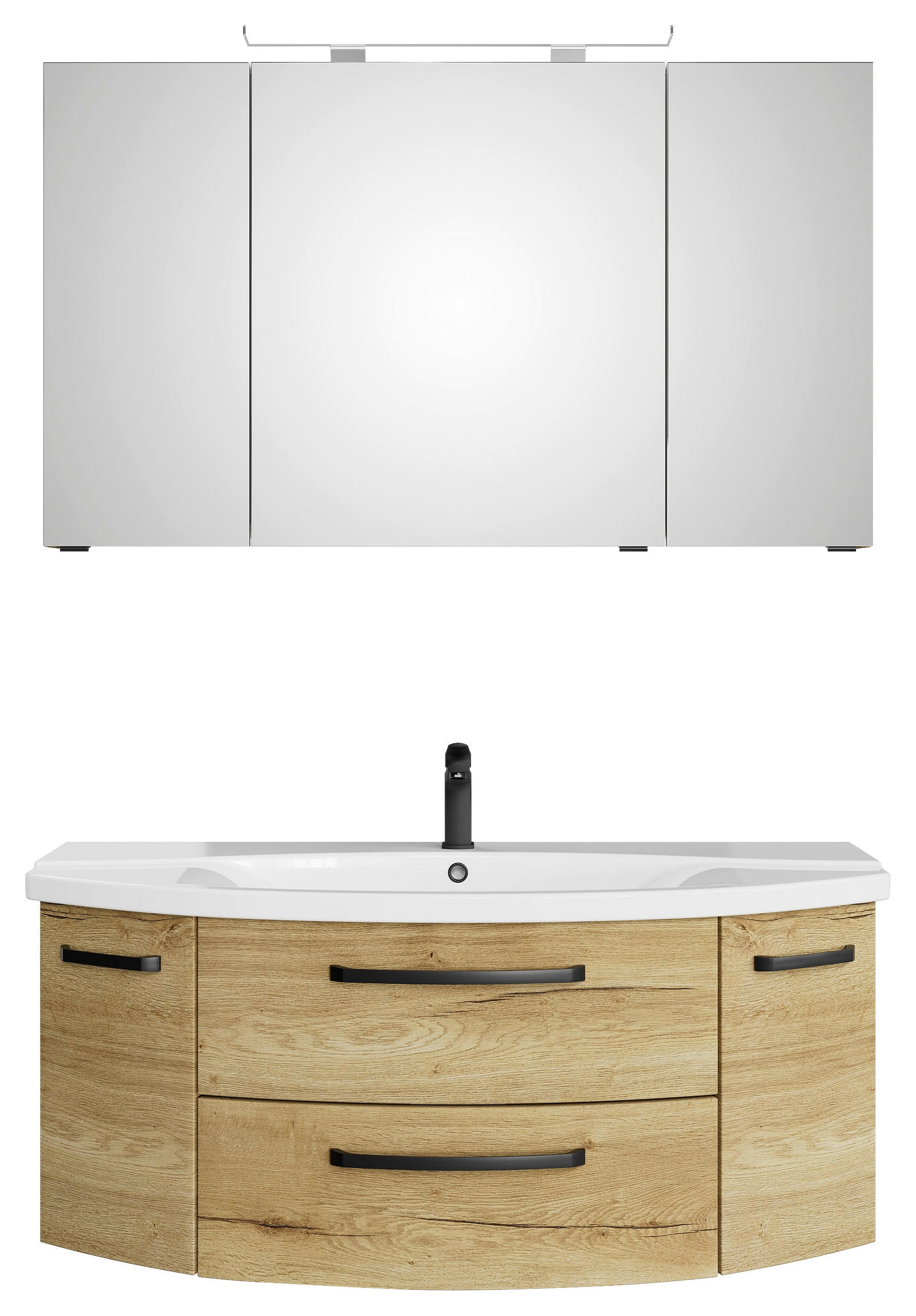 BADEZIMMER 3-teilig  in 120,5 cm  - Chromfarben/Eichefarben, MODERN, Glas/Keramik (120,5cm) - Sadena