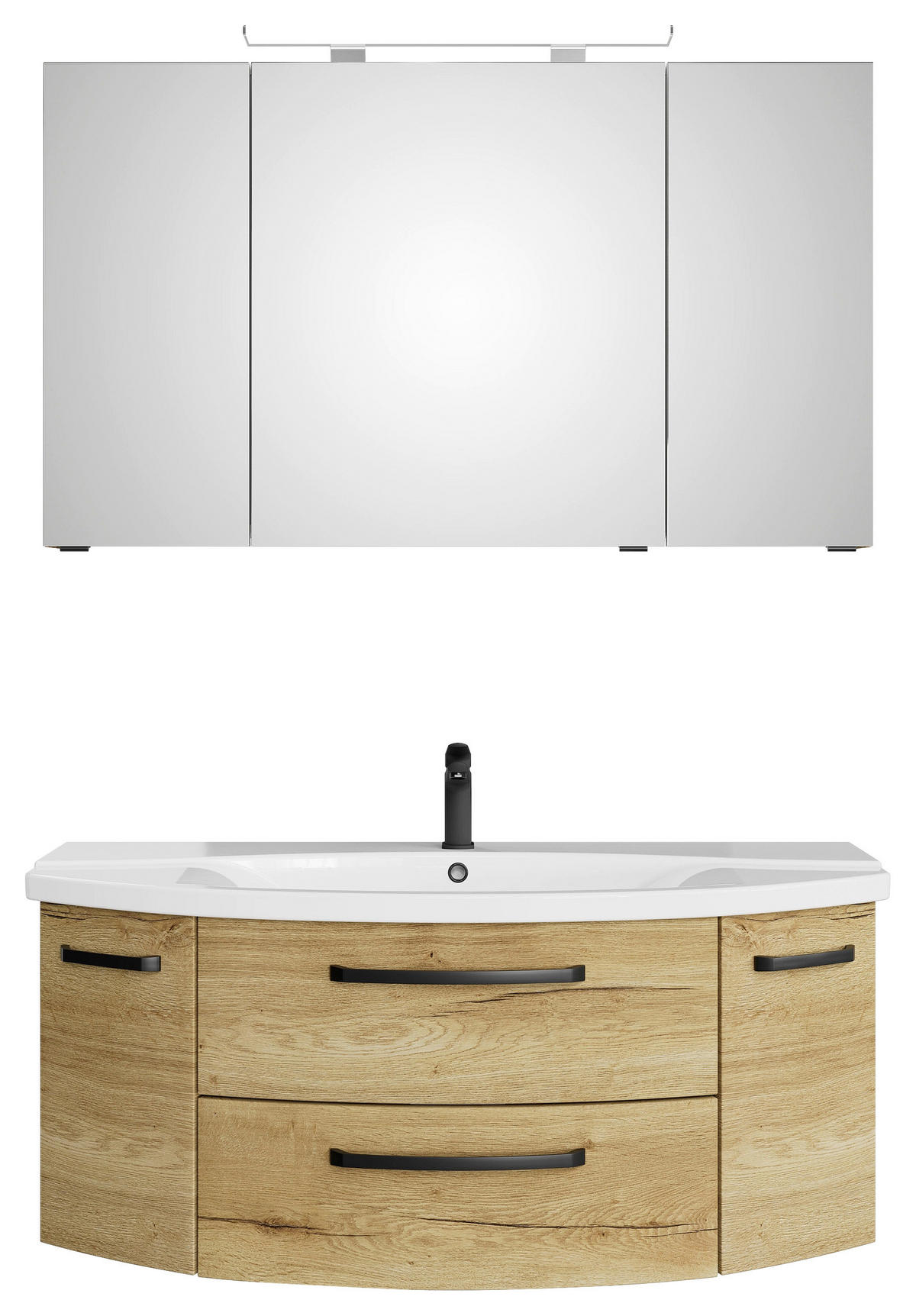 BADEZIMMER 3-teilig  in 120,5 cm  - Chromfarben/Eichefarben, MODERN, Glas/Keramik (120,5cm) - Sadena