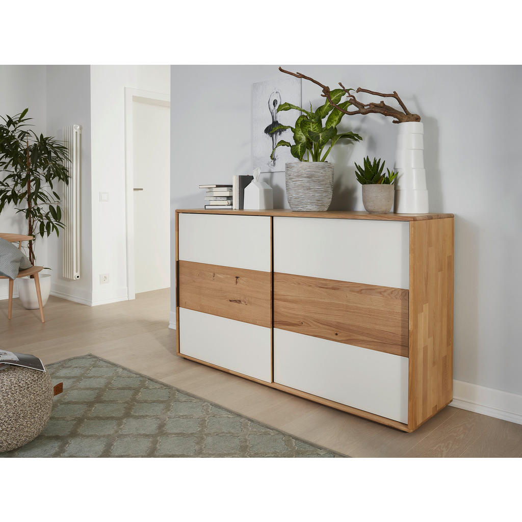 Thumbnail - Valnatura Kommode, Eiche, Magnolie, Holz, Wildeiche, massiv, Sperrholz, 2 Fächer, 164x95.8x44.2 cm, Made in Germany, Typ...