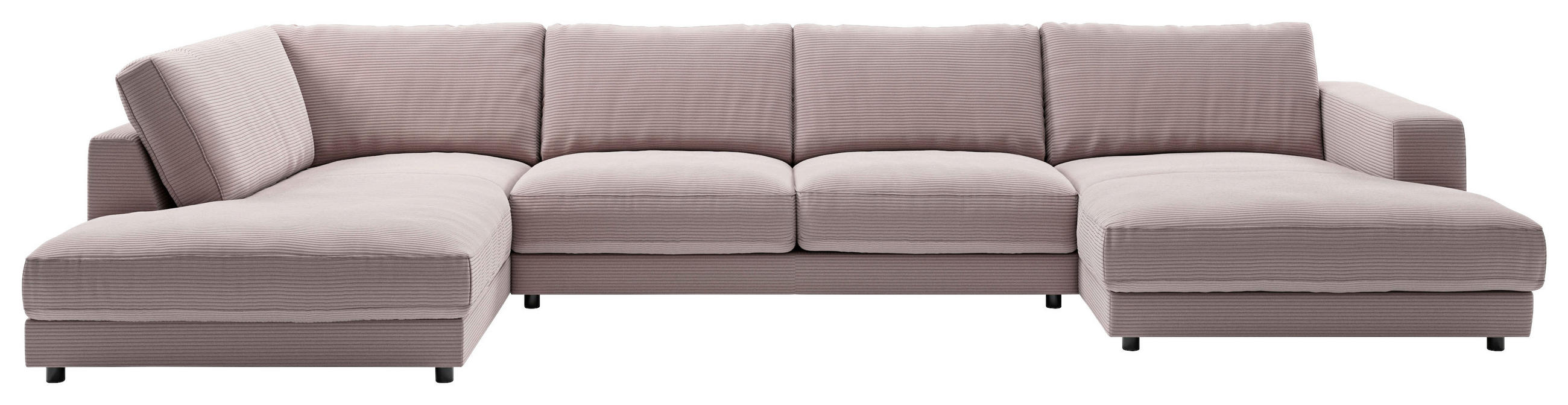 WOHNLANDSCHAFT Rosa Cord  - Schwarz/Rosa, Design, Kunststoff/Textil (224/425/190cm) - Pure Home Lifestyle