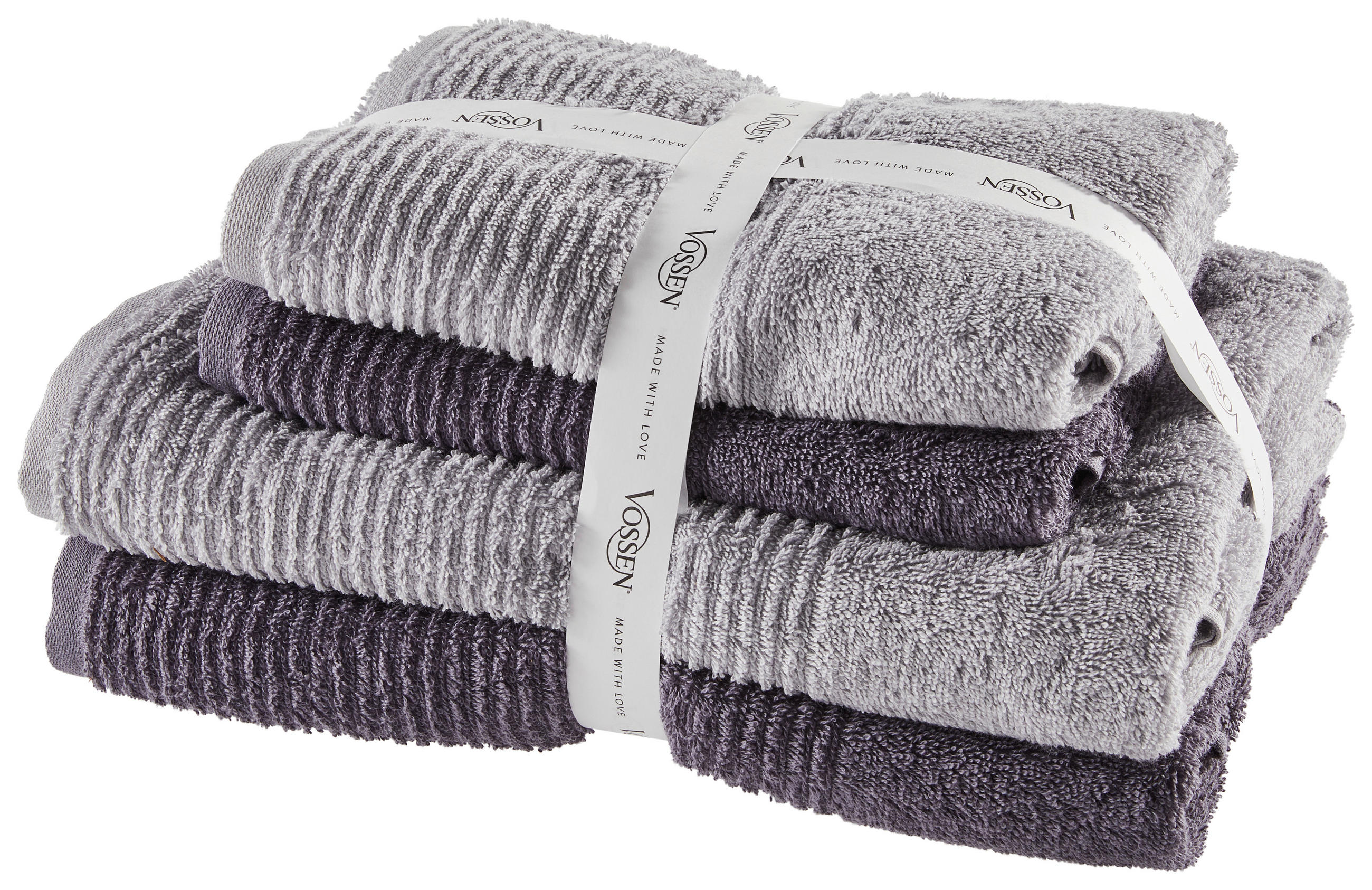 FROTTIERSET BATONI Grau 4-teilig  - Grau, Basics, Textil - Vossen