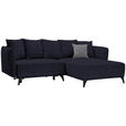 ECKSOFA in Chenille Dunkelblau  - Schwarz/Dunkelblau, LIFESTYLE, Textil/Metall (255/172cm) - Carryhome