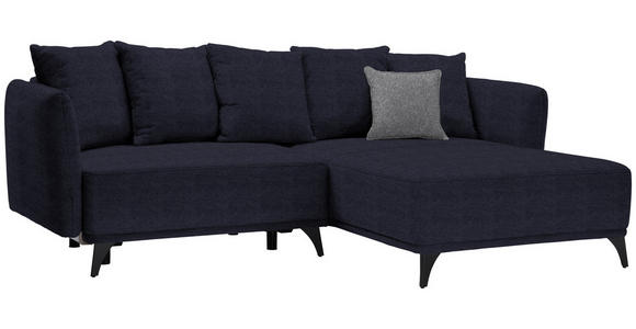 ECKSOFA in Chenille Dunkelblau  - Schwarz/Dunkelblau, LIFESTYLE, Textil/Metall (255/172cm) - Carryhome