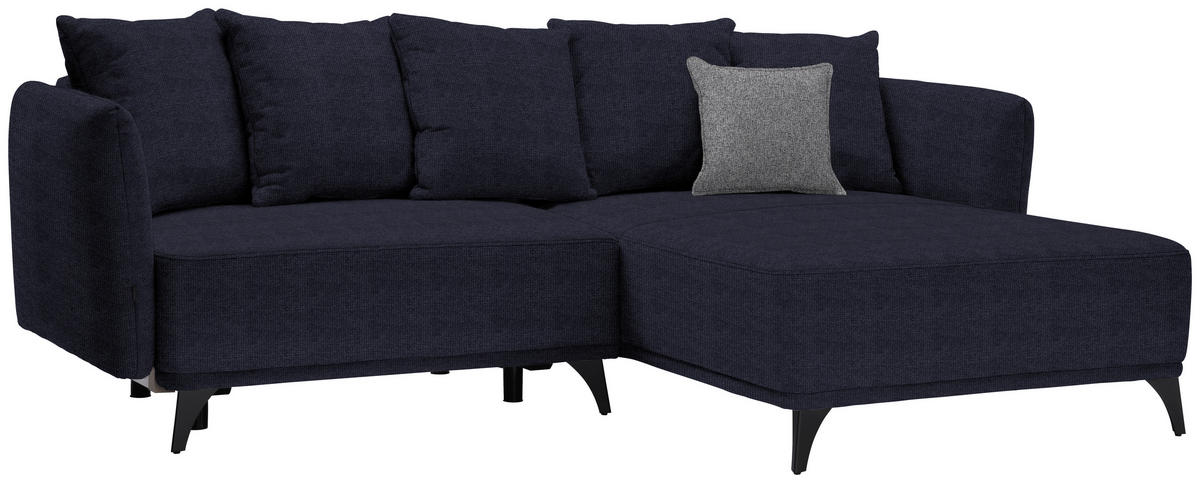 ECKSOFA in Chenille Dunkelblau  255/172 cm  - Schwarz/Dunkelblau, LIFESTYLE, Textil/Metall (255/172cm) - Carryhome