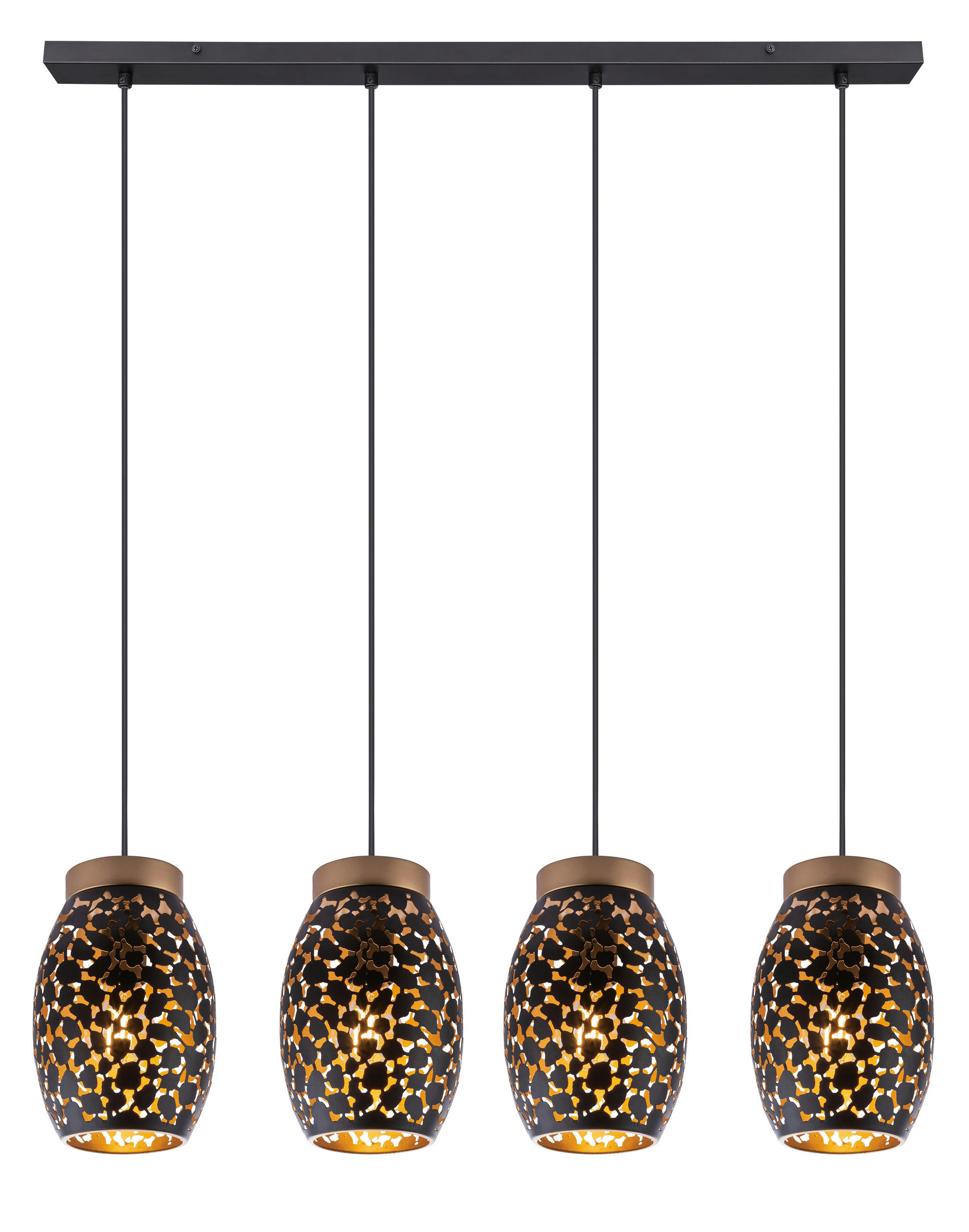 HÄNGELEUCHTE Narri 90/15/120 cm   - Goldfarben/Schwarz, Basics, Metall (90/15/120cm) - Globo