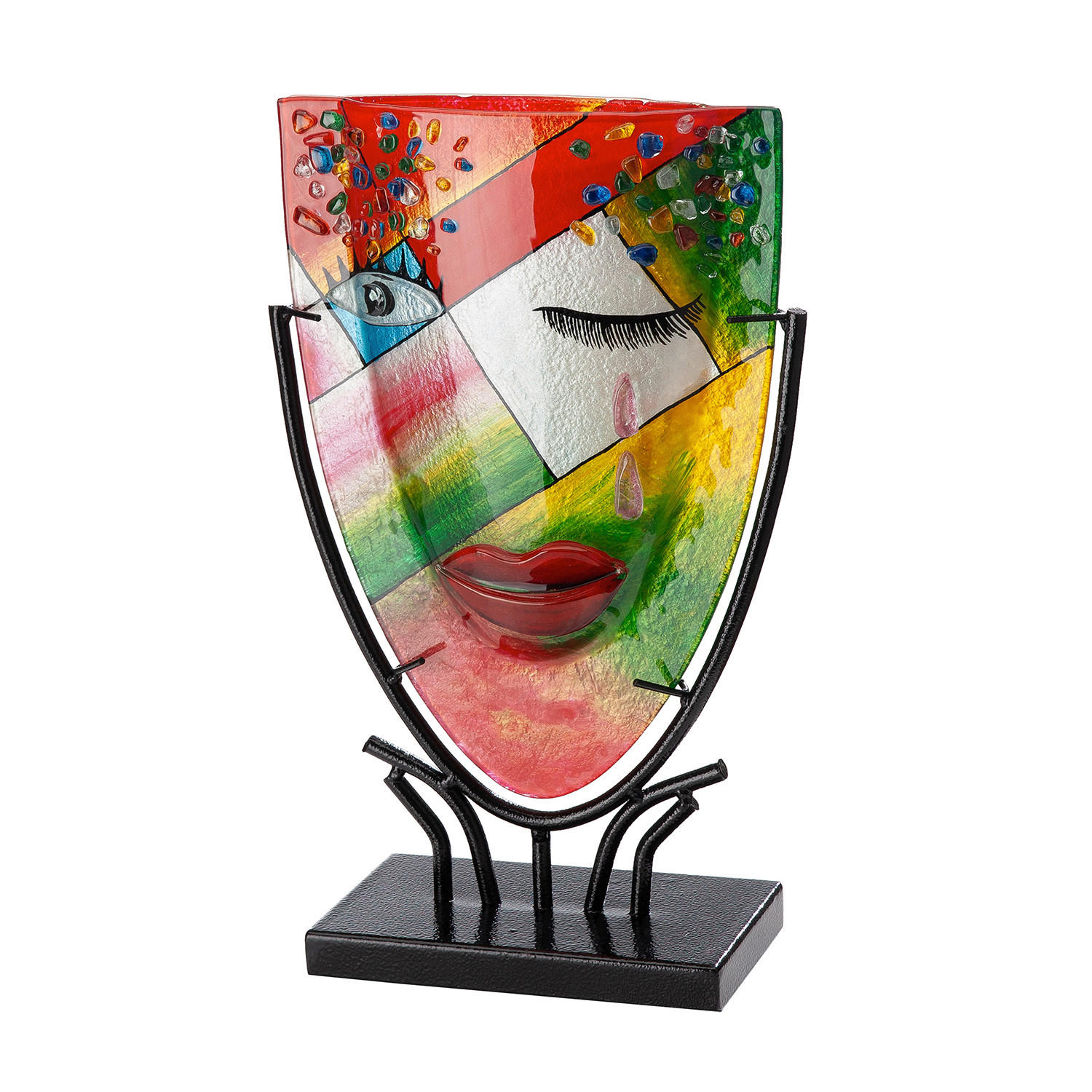 DEKOVASE  - Multicolor, Basics, Glas/Metall (22/34,5/9,5cm)