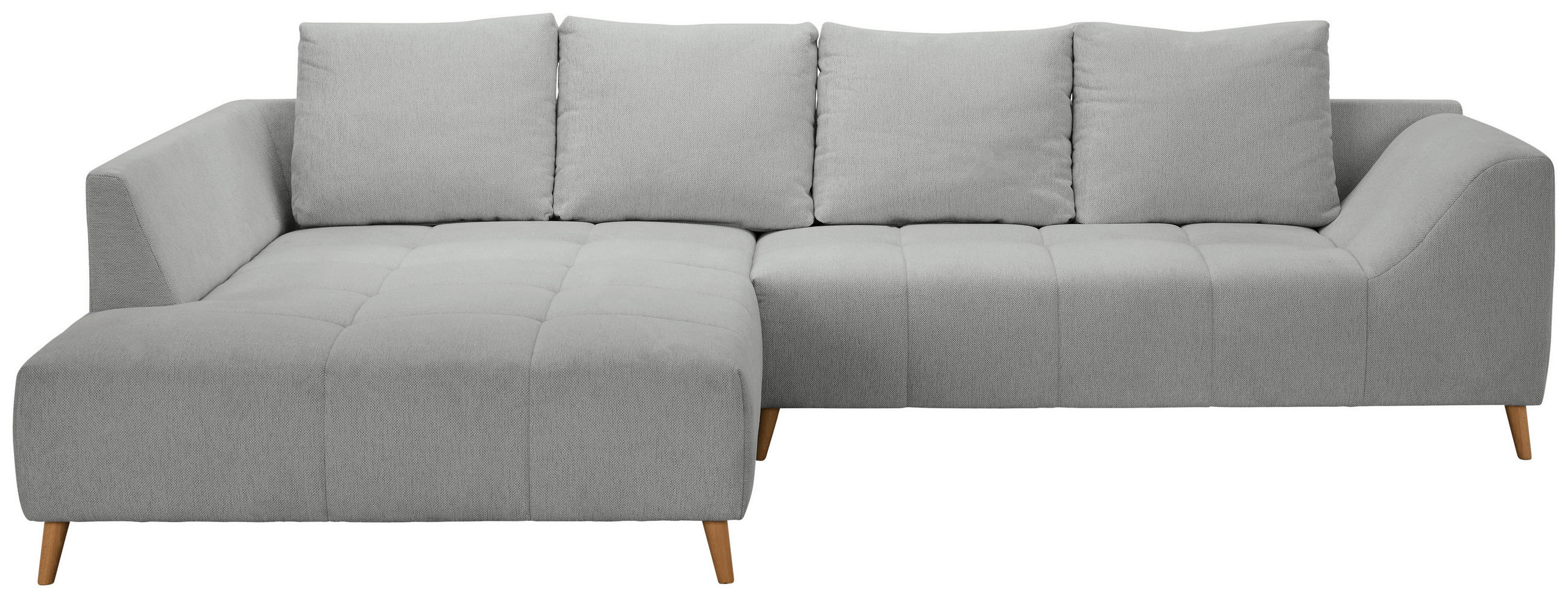 ECKSOFA Grau Flachgewebe  - Buchefarben/Grau, KONVENTIONELL, Holz/Textil (202/306cm) - Carryhome