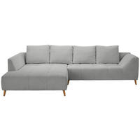 ECKSOFA Grau Flachgewebe  - Buchefarben/Grau, KONVENTIONELL, Holz/Textil (202/306cm) - Carryhome