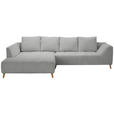 ECKSOFA  in Flachgewebe Grau  202/306 cm  - Buchefarben/Grau, KONVENTIONELL, Holz/Textil (202/306cm) - Carryhome