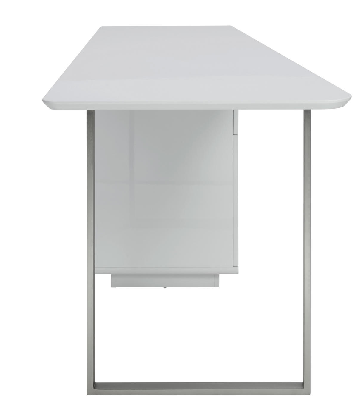 SCHREIBTISCH  Weiß, Nickelfarben, Weiß Hochglanz Stauraum  - Chromfarben/Weiß Hochglanz, MODERN, Holzwerkstoff/Metall (150/76/74cm) - MID.YOU