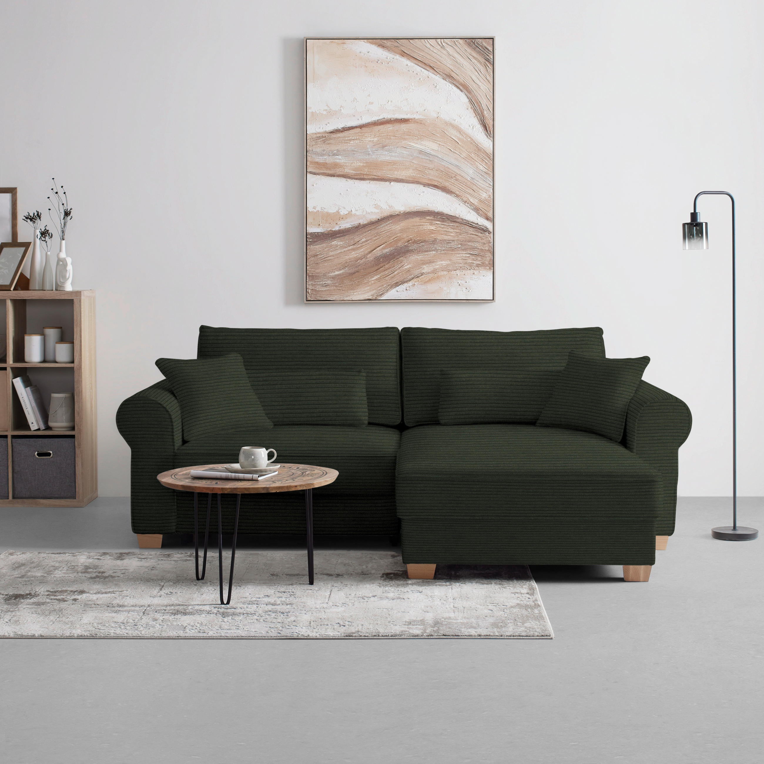 HÖRNSOFFA i mörkgrön  - mörkgrön, Modern, trämaterial/trä (255/185cm) - MID.YOU