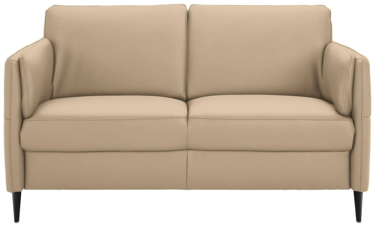 2,5-SITZER Echtleder Beige  - Beige/Schwarz, Design, Leder/Metall (164/84/99cm) - Dieter Knoll