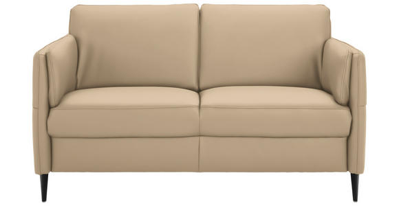 2,5-SITZER Latina in Echtleder Beige   - Beige/Schwarz, Design, Leder/Metall (164/84/99cm) - Dieter Knoll