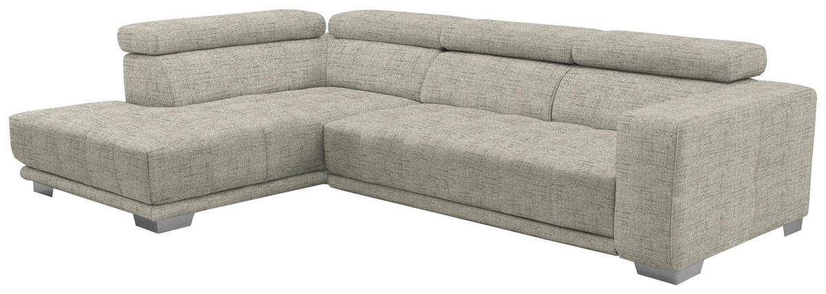 ECKSOFA in Chenille Beige  207/301 cm  - Chromfarben/Beige, Design, Textil (207/301cm) - Xora