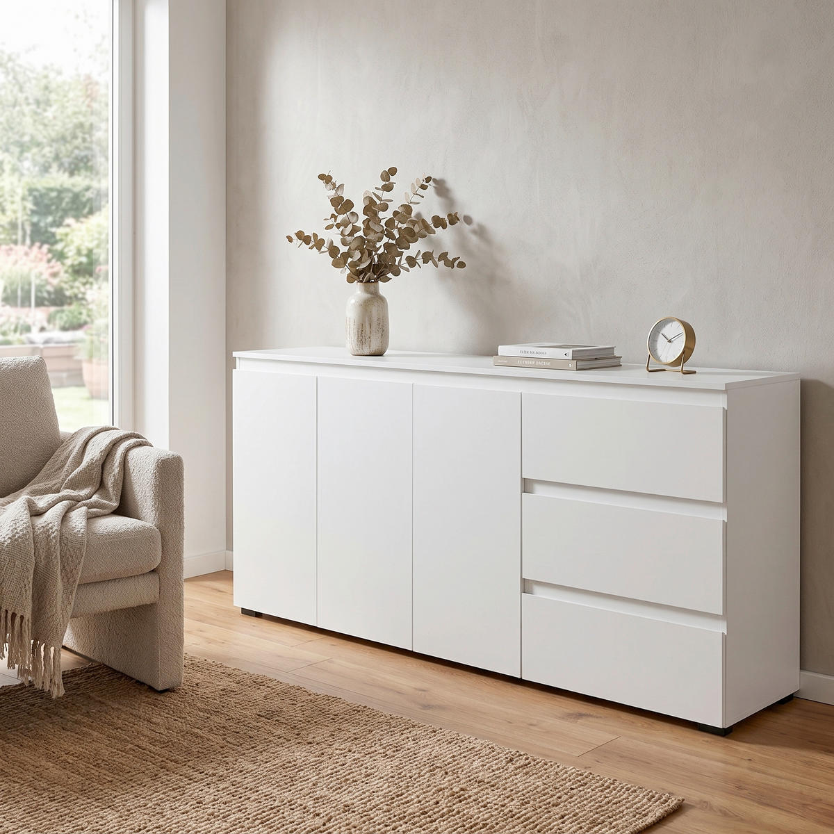 SIDEBOARD  178/80/40 cm 3 Schublade(n)  - Schwarz/Weiß, Design, Holzwerkstoff/Kunststoff (178/80/40cm) - Carryhome