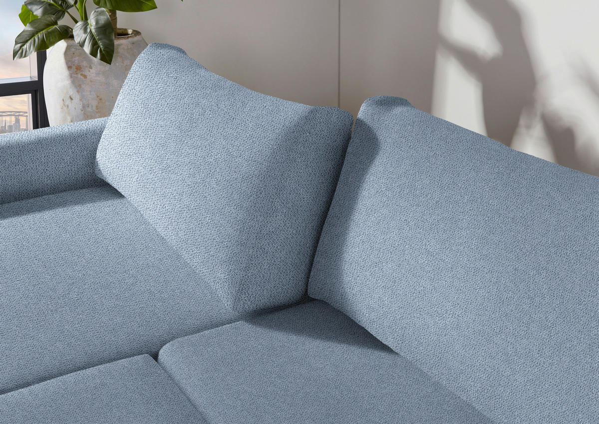 2,5-SITZER in Flachgewebe Hellblau  - Schwarz/Hellblau, Design, Kunststoff/Textil (240/70/125cm) - Xora