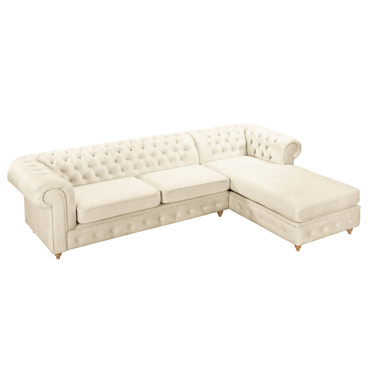 ECKSOFA Mikrofaser Creme  - Creme/Braun, Design, Holz/Textil (284/182cm) - P & B