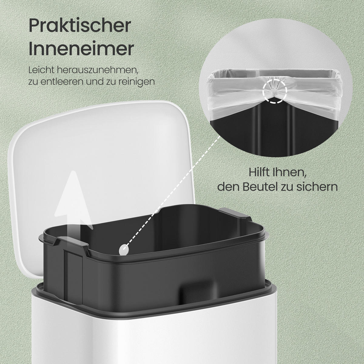 ABFALLSAMMLER 30 L  - Schwarz/Weiß, Basics, Kunststoff/Metall (34,5/62/32,5cm)