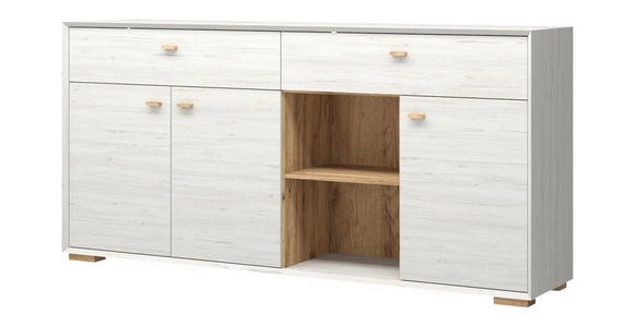 SIDEBOARD melaminharzbeschichtet Weiß - Eichefarben/Weiß, Design, Holz/Holzwerkstoff (187/91/41cm) - Linea Natura