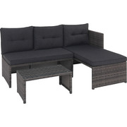 LOUNGEGARNITUR Aluminium - Grau, LIFESTYLE, Glas/Kunststoff (173/120cm) - Xora
